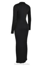 House of CB Czarna Drapowana Sukienka Saskia Maxi Elegancja na Każdą Okazję - Image 3