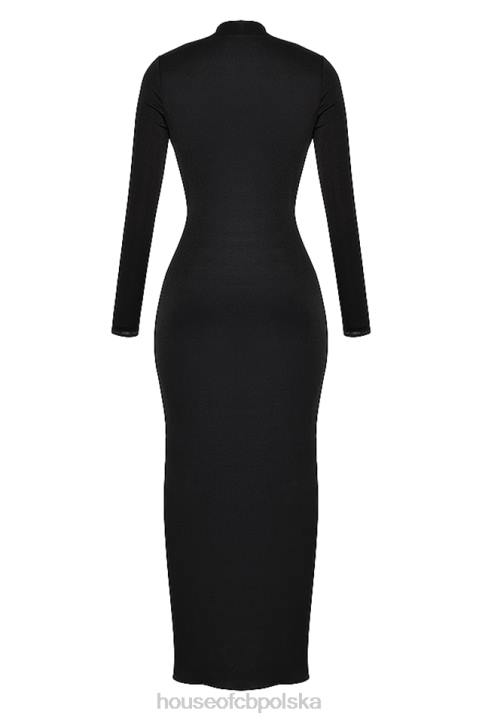 House of CB Czarna Drapowana Sukienka Saskia Maxi Elegancja na Każdą Okazję - Image 4