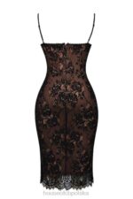House of CB Czarna koronkowa sukienka midi elegancka na każdą okazję - Image 5