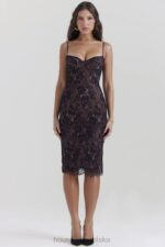 House of CB Czarna koronkowa sukienka midi elegancka na każdą okazję - Image 6