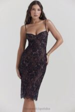 House of CB Czarna koronkowa sukienka midi elegancka na każdą okazję - Image 7