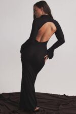 House of CB Czarna Maxi Sukienka Dzianinowa Sancha Trendy Modna - Image 13