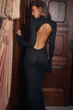 House of CB Czarna Maxi Sukienka Dzianinowa Sancha Trendy Modna - Image 3