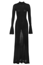 House of CB Czarna Maxi Sukienka Dzianinowa Sancha Trendy Modna - Image 4