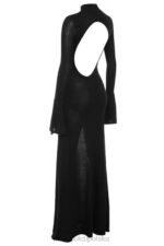 House of CB Czarna Maxi Sukienka Dzianinowa Sancha Trendy Modna - Image 5
