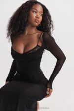 House of CB Czarna Maxi Sukienka Katariny Stylowa Modna Elegancka - Image 2