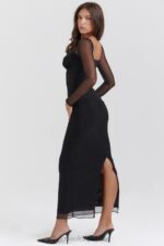 House of CB Czarna Maxi Sukienka Katariny Stylowa Modna Elegancka - Image 7