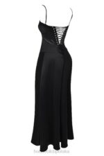 House of CB Czarna Maxi Sukienka Sznurowana Anabella Trendy Modne - Image 5