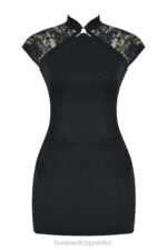 House of CB Czarna Mini Sukienka Haftowana Thea Modny Styl - Image 6