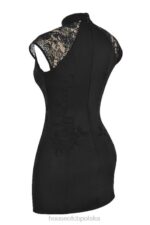 House of CB Czarna Mini Sukienka Haftowana Thea Modny Styl - Image 7