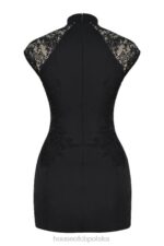 House of CB Czarna Mini Sukienka Haftowana Thea Modny Styl - Image 8