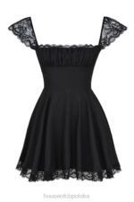 House of CB Czarna mini sukienka Kaia A linia modna i stylowa - Image 7