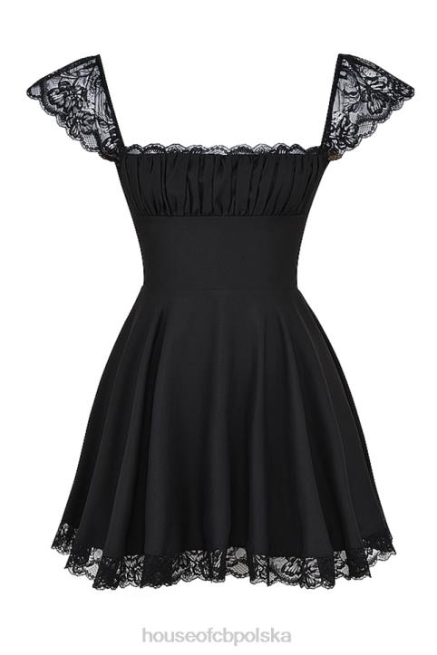 House of CB Czarna mini sukienka Kaia A linia modna i stylowa - Image 7