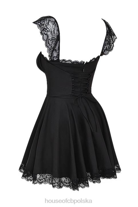 House of CB Czarna mini sukienka Kaia A linia modna i stylowa - Image 8