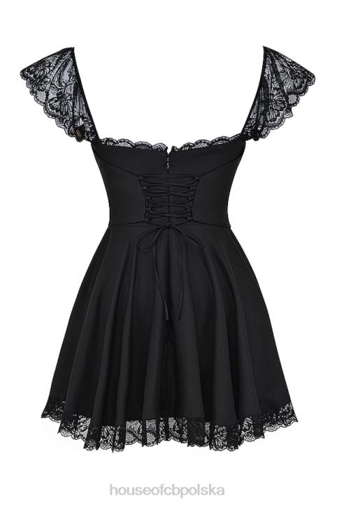 House of CB Czarna mini sukienka Kaia A linia modna i stylowa - Image 9