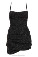 House of CB Czarna mini sukienka Rheanna z drapowaniem boucle - Image 7