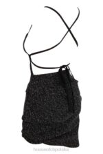 House of CB Czarna mini sukienka Rheanna z drapowaniem boucle - Image 8