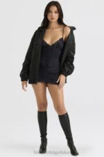House of CB Czarna oversize kurtka bomber Larissa skóra wegańska trendy moda - Image 4