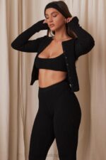 House of CB Czarne prążkowane legginsy Mitzi stylowe i wygodne - Image 10