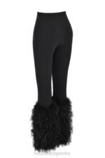 House of CB Czarne Spodnie Nicolette Obszyte Stylowe i Modne - Image 5