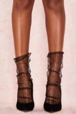 House of CB Czarne Tiulowe Skarpetki Vamos Modne i Stylowe - Image 2