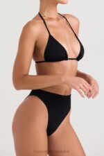 House of CB Czarny bikini wiązany na szyi elegancki styl plażowy - Image 8