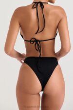 House of CB Czarny bikini wiązany na szyi elegancki styl plażowy - Image 9