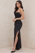 House of CB Czarny Gorset Satynowy Bez Ramiączek Adrienne 4PND588 Elegancja i Styl - Image 11