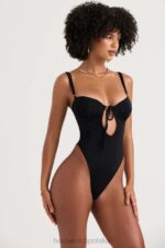 House of CB Czarny kostium kąpielowy z wycięciami Cannes 4PND1210 modny i stylowy - Image 8
