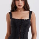 House of CB Czarny top Chicca Elegancki Styl Modowy