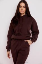 House of CB Czekoladowa Oversize Bluza z Kapturem Halo Trendy Modne Ubrania - Image 8