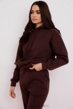 House of CB Czekoladowa Oversize Bluza z Kapturem Halo Trendy Modne Ubrania - Image 9