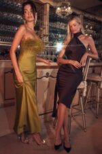 House of CB czekoladowa sukienka midi z kopertowym dekoltem Angelina stylowa elegancja na każdą okazję - Image 3