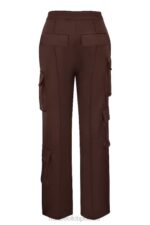 House of CB Czekoladowe Satynowe Spodnie Cargo Fashionowy Styl - Image 3