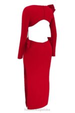House of CB Czerwona Kokardka Sukienka Maxi Lavele Modna Stylowa Elegancka - Image 9