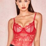 House of CB Czerwone Koronkowe Body Nadia Stylowe Odzież Damska