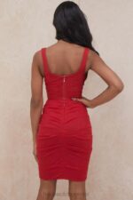 House of CB Czerwony Tiulowy Mini Spódniczka Rosita Modny Styl - Image 3