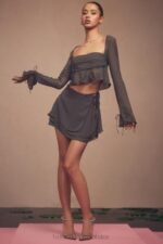 House of CB Dlugi rekaw Athena Shadow Modny top w kolorze szarym - Image 2