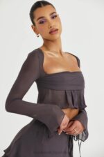 House of CB Dlugi rekaw Athena Shadow Modny top w kolorze szarym - Image 10