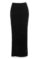 House of CB Elegancka czarna spódnica maxi z szenilu - Image 5
