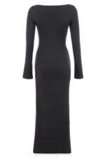 House of CB Elegancka Sukienka Maxi Kaszmirowa Węgiel Drzewny - Image 6