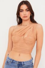 House of CB Eliana beżowy gorset z siateczki modny stylowy look