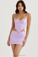 House of CB Elodie Mini Spódniczka Satynowa Orchidea Trendy Moda