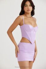 House of CB Elodie Mini Spódniczka Satynowa Orchidea Trendy Moda - Image 8