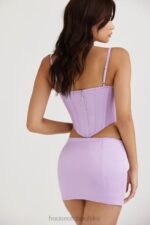 House of CB Elodie Mini Spódniczka Satynowa Orchidea Trendy Moda - Image 10