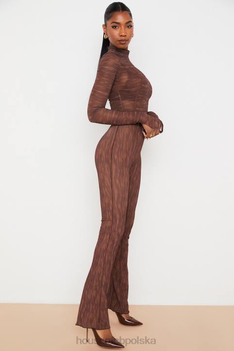 House of CB Erin Czekoladowe Spodnie z Siateczki Modne i Stylowe - Image 12