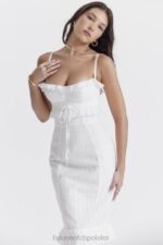 House of CB Eve haftowana biała sukienka maxi elegancka moda - Image 12