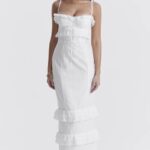 House of CB Eve haftowana biała sukienka maxi elegancka moda