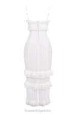 House of CB Eve haftowana biała sukienka maxi elegancka moda - Image 7