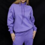 House of CB Fioletowa Oversize Hoodie z Kapturem Halo